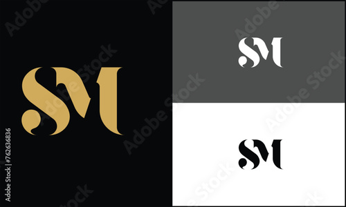 SM, MS, S, M, Abstract letters Logo monogram