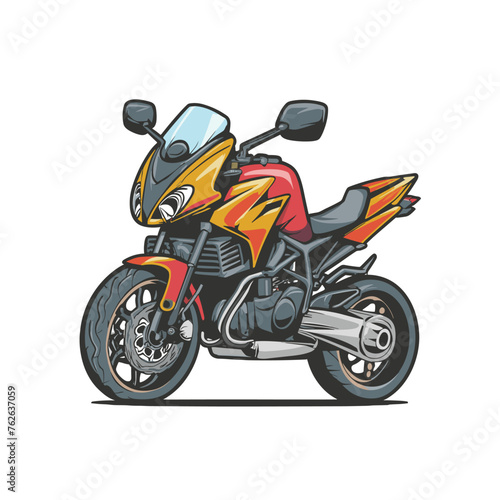 Big isolated colorful motorcycle vector