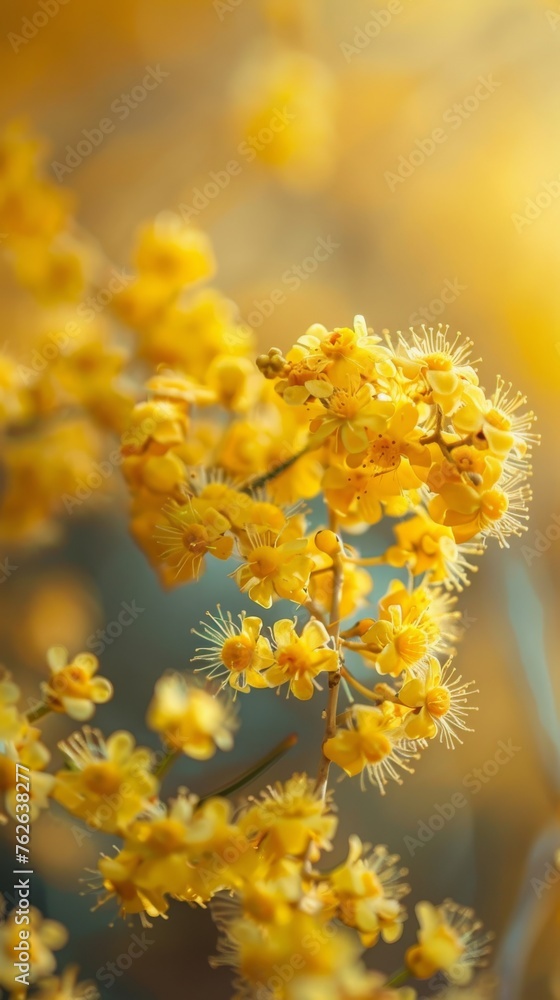 A detailed view of a vibrant yellow flower blooming on a green plant, showcasing its intricate petals and bright color under natural light. A detailed view of a vibrant yellow flower blooming on a green plant, showcasing its intricate petals and bright color under natural light.