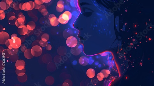 Whispers of the Cosmos: Ethereal Woman Amidst a Starlit Bokeh