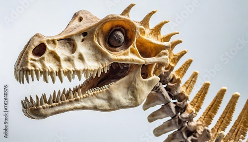 dinosaur skeleton on white background
