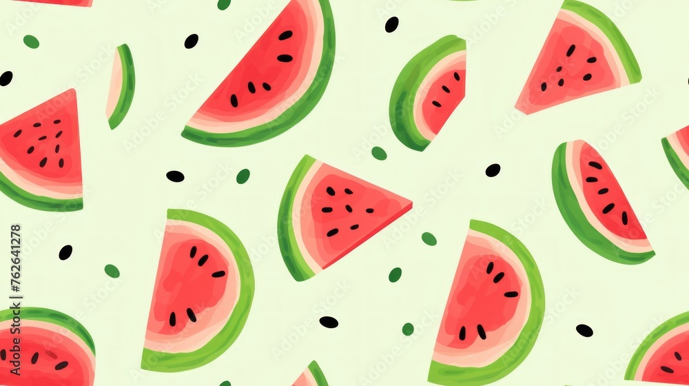 Generative AI Simple aquarelle watermelon pattern