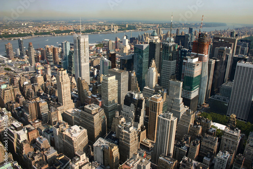 new york city background of highrises and skyscrapers backed by the hudson river and new york harbor