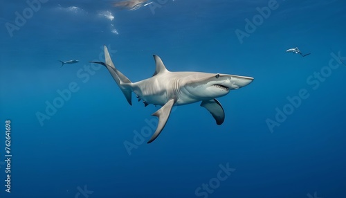 A Hammerhead Shark Circling A Bait Ball Upscaled 3 photo