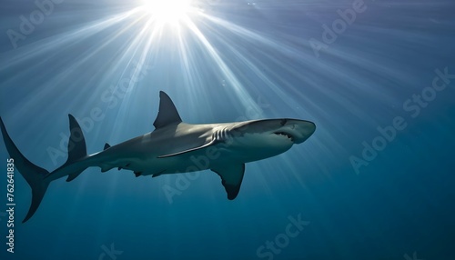 A Hammerhead Shark With Sunlight Filtering Through Upscaled 2 © Nimaat