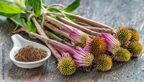 the roots of the medicinal herb known as echinacea or purple coneflower echinacea purpurea photo