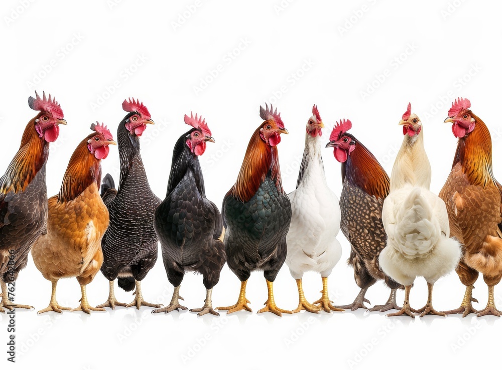 rooster chicken isolated on white background set rooster chicken isolated on white background set