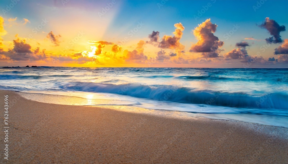 beautiful sunrise over the tropical coast close up of a macro a picturesque colorful artistic image with a soft focus idyllic vacation background