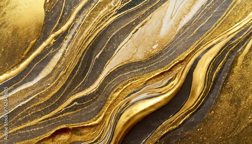 gold fluid art marbling paint textured background