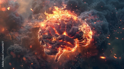 Burnout Concept Atomic Brain Explosion © Mohsin
