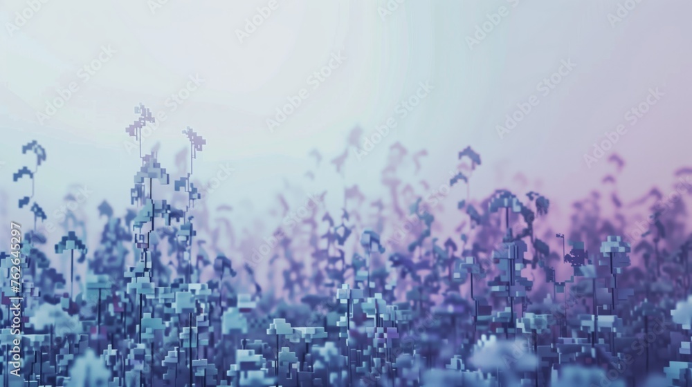 Fototapeta premium Digital Pixelated Petals seamless pattern