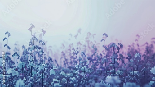Digital Pixelated Petals seamless pattern