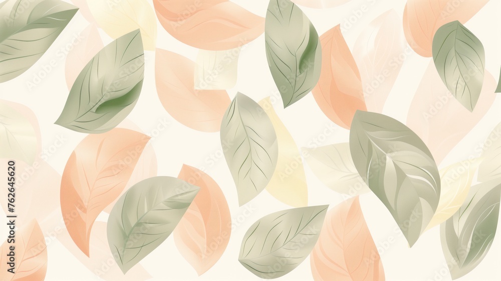 An illustration of abstract spring elements like leaves and floral patterns swirling around the edges, encircling an open area for greetings An illustration of abstract spring elements like leaves and floral patterns swirling around the edges, encircling an open area for greetings