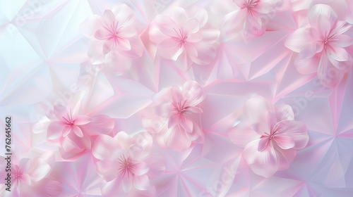 pattern of translucent pink flowers on a subtly shaded background in a diamond shape  empty space for text