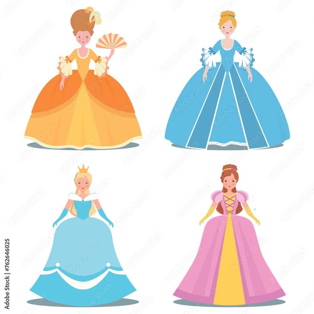 Set with princesses on white background. Set with princesses on white background.