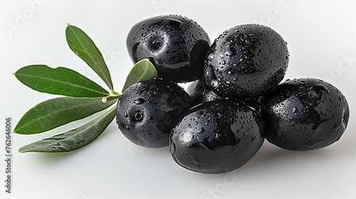 Ripe black olive fruit isolated on a plain white background for versatile use in design projects
