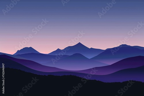 The twilight hour brings a serene display of layered mountain silhouettes against a gradient sky, evoking tranquility and the beauty of nature.