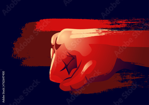 Dynamic vector illustration, featuring a grunge-style depiction of a punching fist