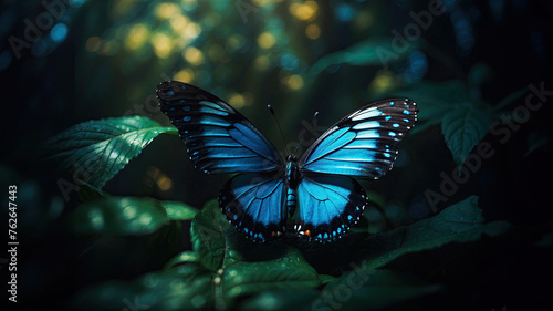 Whispers of the Forest: The Blue Butterfly's Enchanting Rest