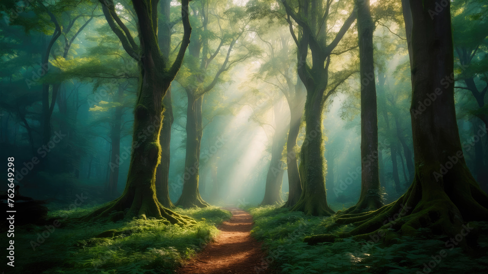 Whispers of Light in the Enchanted Forest Path