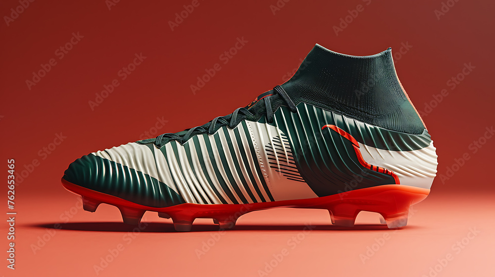 Soccer Shoes on Red Background