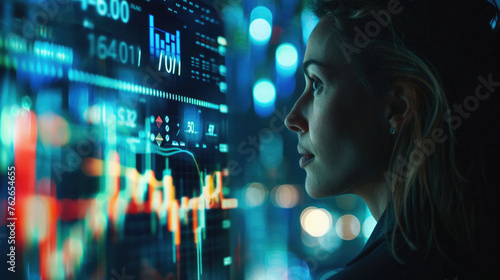 Stock trading investor  trader or broker analyst working analysing exchange market using computer investing money in financial market analyzing charts data looking at computer screen.