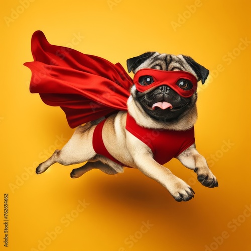Funny Super Bug dog wearing red and yellow background © mohamedmostapha