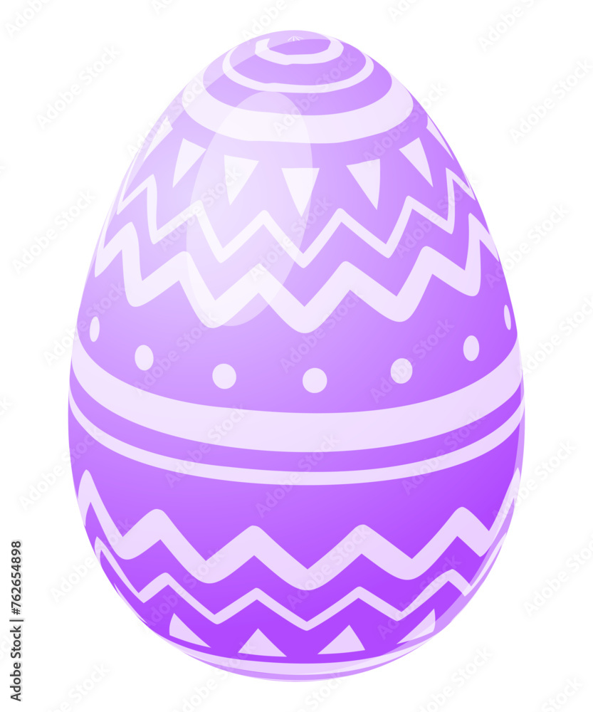 Purple Easter egg with ornament. Vector illustration. 