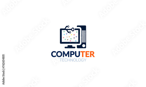Technology Computer Creative Concept Logo Design Template
