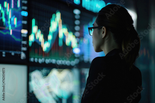 Stock trading investor, trader or broker analyst working analysing exchange market using computer investing money in financial market analyzing charts data looking at computer screen.