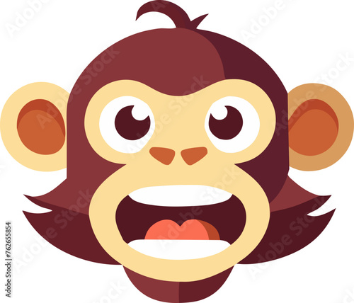 A cartoon stunned monkey with open mouth and open eyes