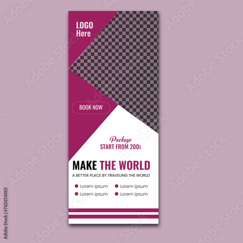creative travel roll up banner design template for marketing promotion.A4 flyer, poster, leaflet and free illustration