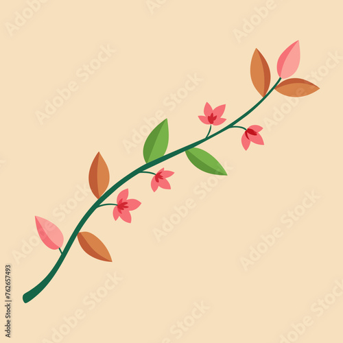 Branch with Leaves Branch Underline Vector Illustration