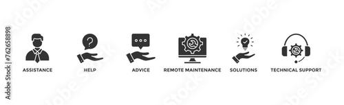 IT Expert banner web icon vector illustration concept with icon of assistance, help, advice, remote maintenance, solutions and technical support