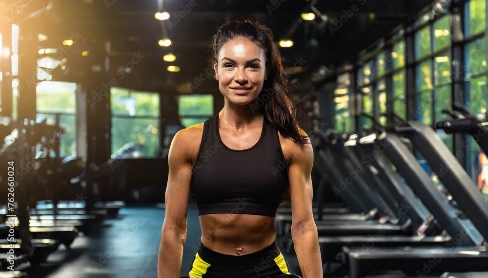 Fototapeta premium fitness woman showing her abdominal muscles 