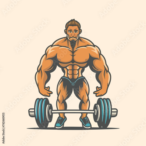 red white black modern style minimalist lines of a strong muscle pose strong body builder anatomy man at gym with bundle Doing exercises in all body positions using different gym equipment