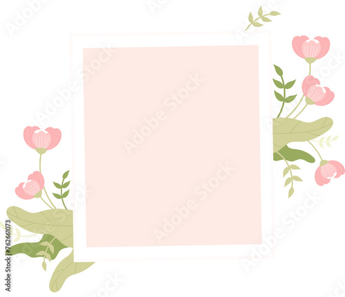 Fototapeta Naklejka Na Ścianę i Meble -  Photo frame with soft pink flowers
