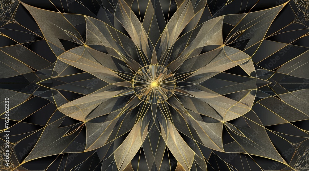 geometric art, grey and gold background with lines, symmetrical design Generative AI geometric art, grey and gold background with lines, symmetrical design Generative AI