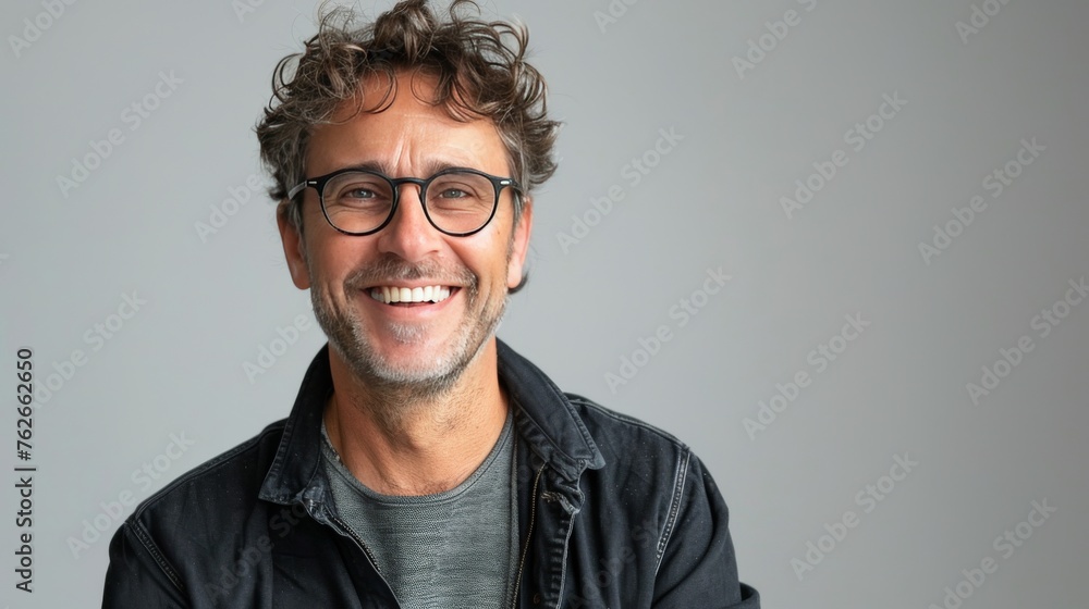Obraz premium Man Wearing Glasses Smiling for Camera