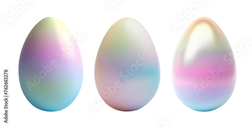 set of pastel-colored easter eggs on a transparent background