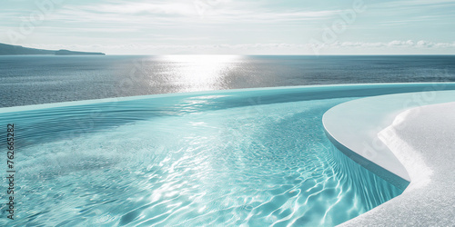 swimming pool overlooking sea, luxury resort, summer vacation © Loony Dream Designs