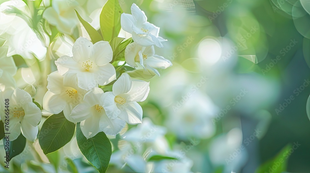 enchanting beauty of jasmine flowers with a close-up view capturing their delicate white petals in a lush garden setting enchanting beauty of jasmine flowers with a close-up view capturing their delicate white petals in a lush garden setting