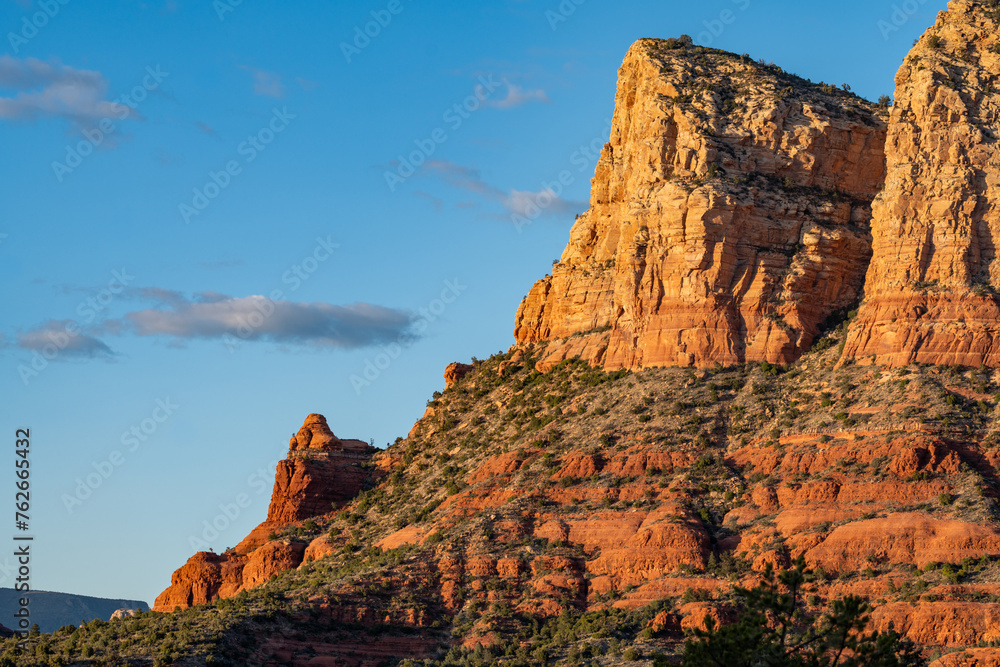 Sedona landscape at sunset, Courthouse Buttes area hiking trail
