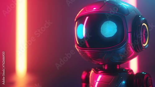 small cute robot on a cyber background