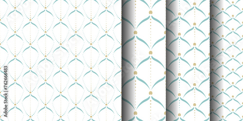 Set of seamless geometric pattern. Elegant simple fashion fabric print. Vector repeating tile texture. Roof tiling or fish squama shapes motif for wallpaper, textile, curtain. photo