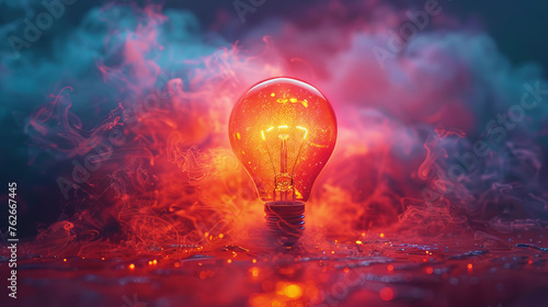 Light bulb on a bright background, concept of new ideas and innovation