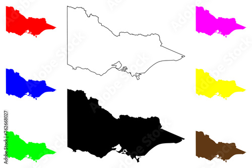 Victoria state (Australian states and territories, Vic, Commonwealth of Australia) map vector illustration, scribble sketch Victoria map