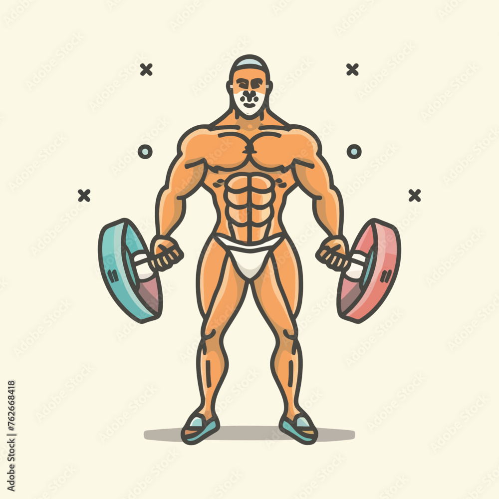 red white black modern style minimalist lines of a strong muscle pose strong body builder anatomy man at gym with bundle Doing exercises in all body positions using different gym equipment red white black modern style minimalist lines of a strong muscle pose strong body builder anatomy man at gym with bundle Doing exercises in all body positions using different gym equipment
