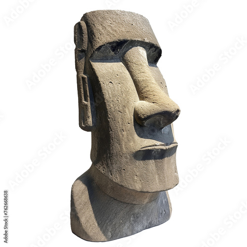 Easter Island stone Moai statue on a transparent background, totem god sculpture