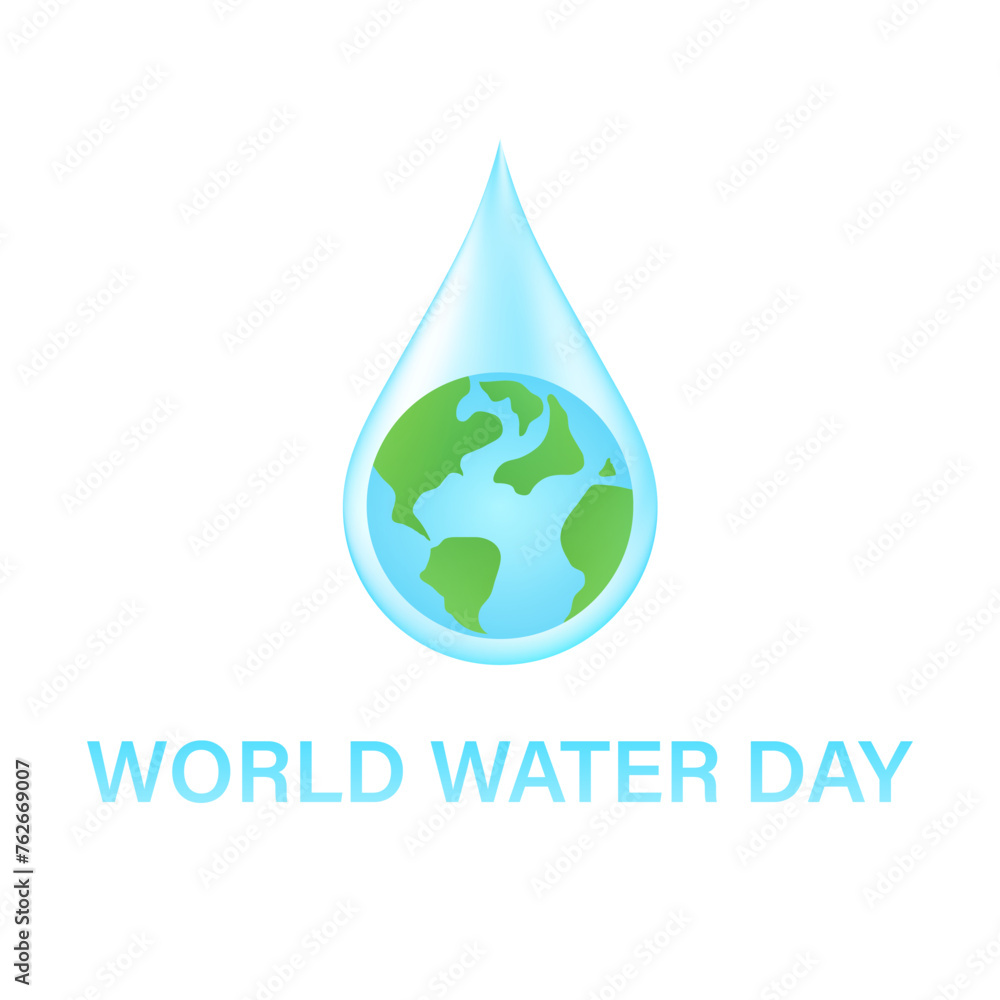 Obraz premium Save Water or Save the World Concept. World Water Day and Environment day. Vector Illustration.
